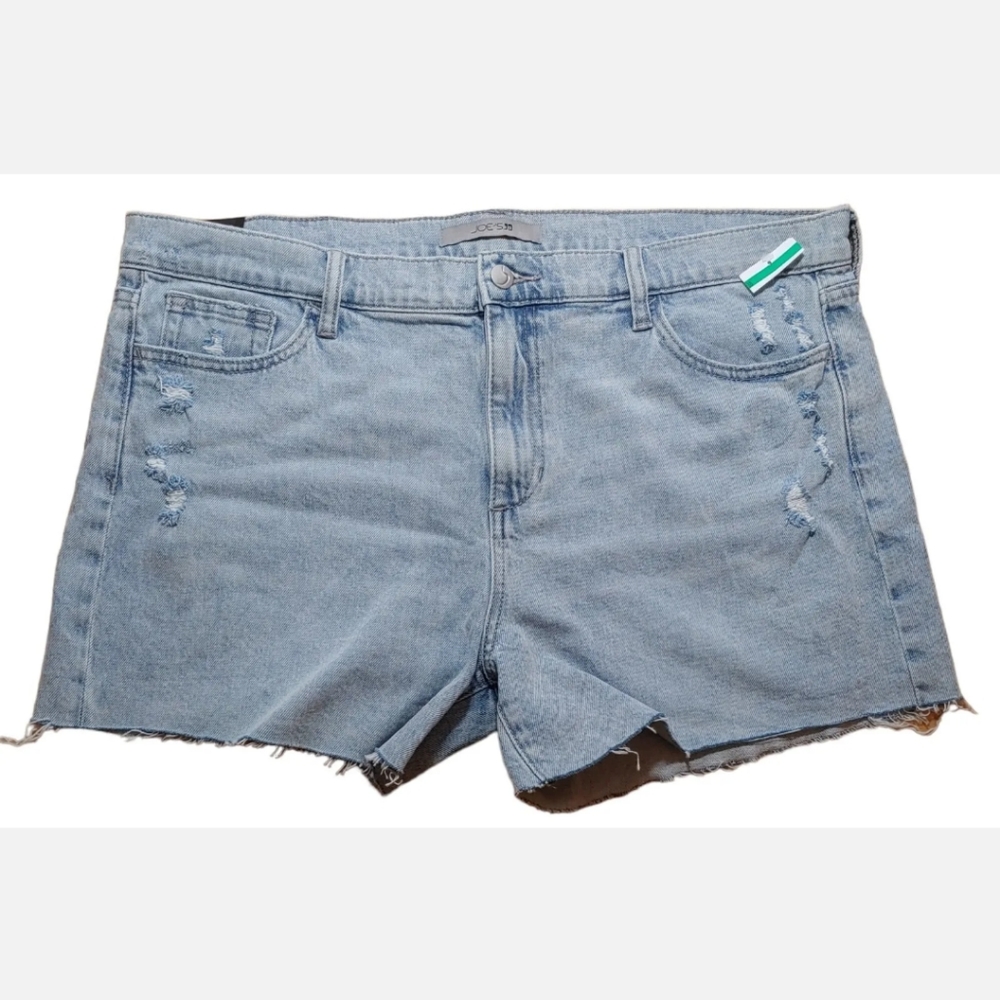 Joe's Jeans Cut Off Shorts High Rise Distressed Denim Blue Sz 34/L/14W